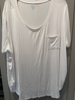 Market & Spruce White Crewneck Tee with Blue Logo